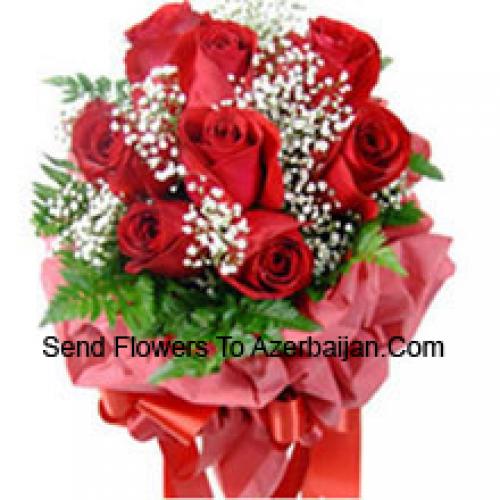 9 Wrapped Red Roses