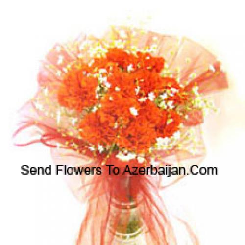 11 Orange Carnations in Vase