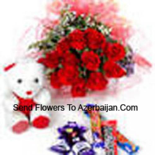 11 Red Roses with White Teddy and Chocolates