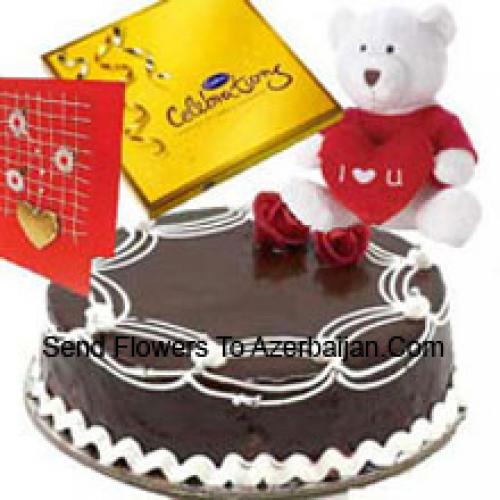 1 Kg Truffle Cake with Chocolates and Cute Teddy