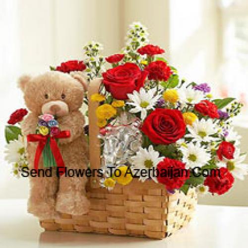 Adorable Assorted Flowers with Cute Teddy