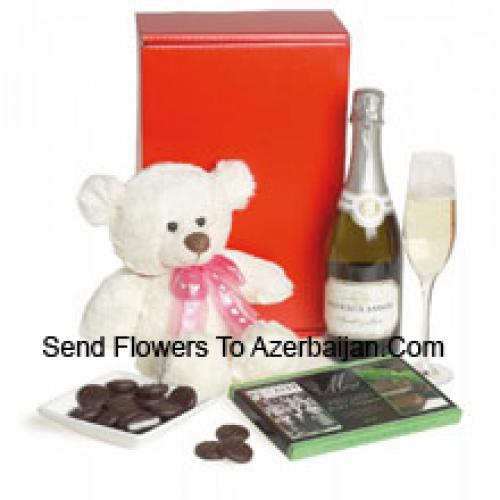 Chocolate Box, Sparkling Wine And Teddy Bear