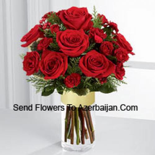 Beautiful Roses and Greenery in Vase